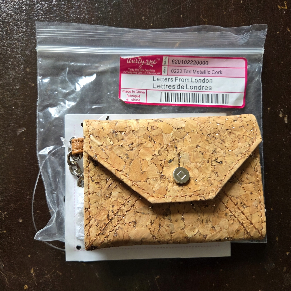 thirty-one Tan Metallic Cork Card & Key Holder